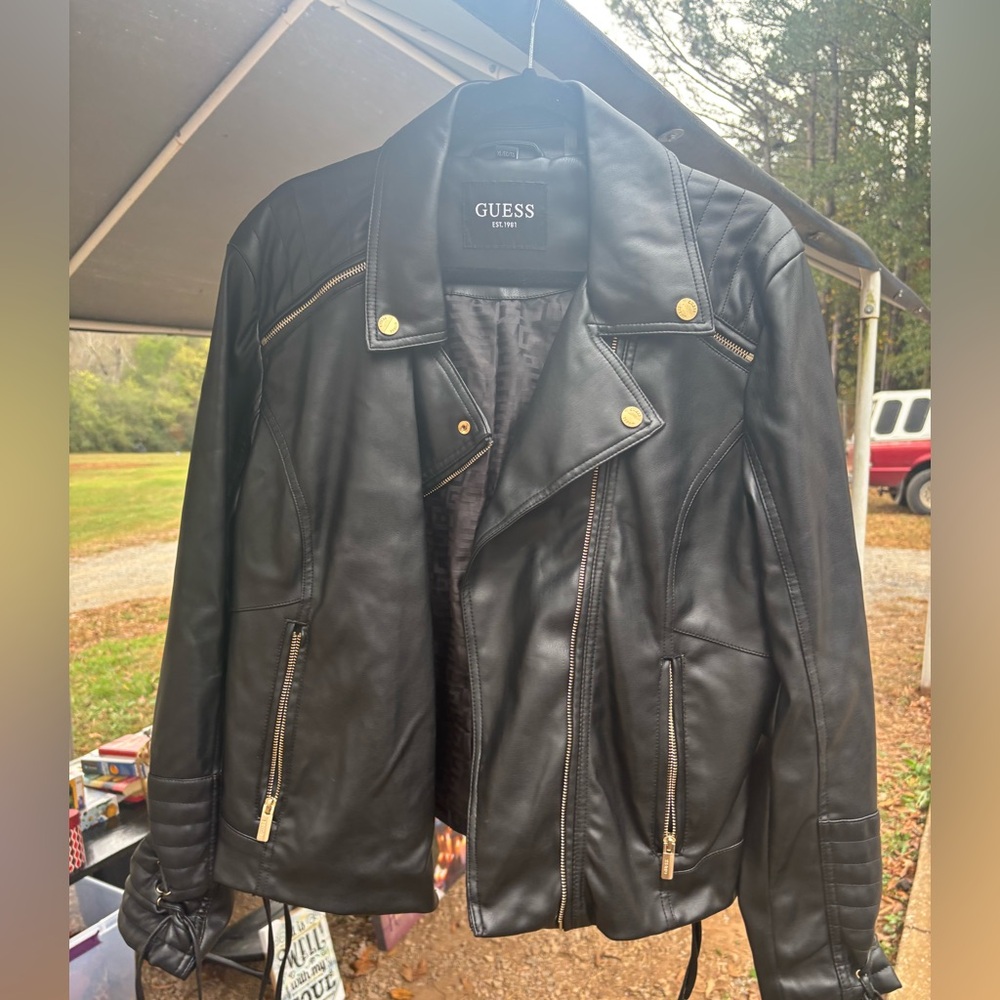 Guess Black Leather Jacket